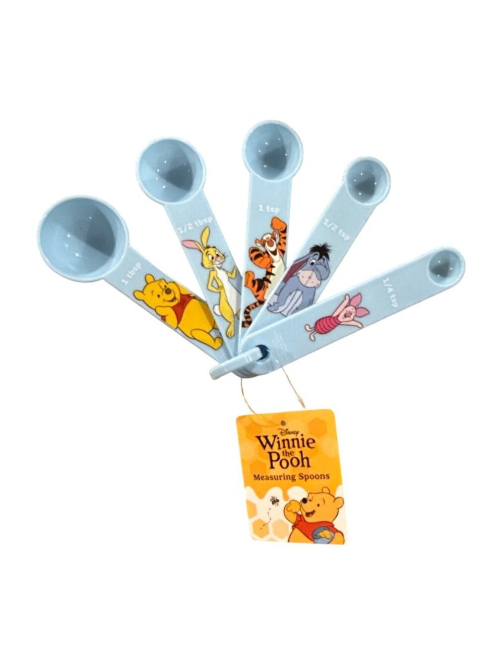Blue 5pc Set Disney Winnie The Pooh Measuring Spoons Tigger Piglet Eeyore Rabbit